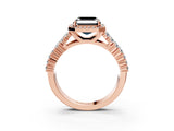 Rose gold Fancy Black Asscher Cut Halo Pavé Diamond Engagement Ring with Split Shank and Four-Prong Setting_6