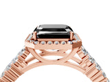 Rose gold Fancy Black Asscher Cut Halo Pavé Diamond Engagement Ring with Split Shank and Four-Prong Setting_7
