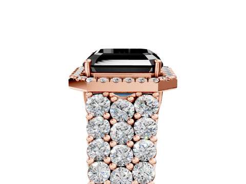 Rose gold Fancy Black Asscher Cut Halo Pavé Diamond Engagement Ring with Split Shank and Four-Prong Setting_8