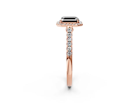 Rose gold Fancy Black Asscher Cut Halo Pave Diamond Engagement Ring with Four-Prong Setting_2