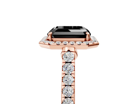 Rose gold Fancy Black Asscher Cut Halo Pave Diamond Engagement Ring with Four-Prong Setting_5