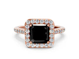 Rose gold Fancy Black Asscher Cut Halo Round Diamond Pavé Band with Four-Prong Setting_3