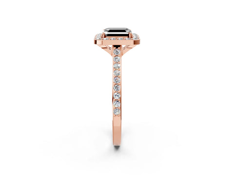 Rose gold Fancy Black Asscher Cut Halo Round Diamond Pavé Band with Four-Prong Setting_5