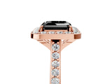 Rose gold Fancy Black Asscher Cut Halo Round Diamond Pavé Band with Four-Prong Setting_8