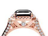 Rose gold Fancy Black Asscher Cut Halo Round Diamond Twist Band with Four-Prong Setting_16