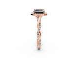 Rose gold Fancy Black Asscher Cut Halo Twist Band with Four-Prong Setting_14