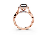 Rose gold Fancy Black Asscher Cut Halo Twist Band with Four-Prong Setting_15