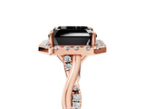 Rose gold Fancy Black Asscher Cut Halo Twist Band with Four-Prong Setting_17
