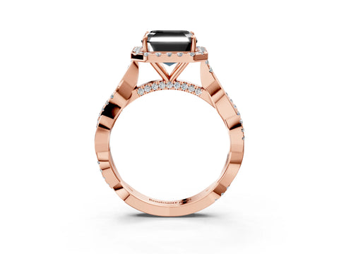 Rose gold Fancy Black Asscher Cut Halo Twist Band with Four-Prong Setting_3
