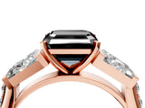 Rose gold Fancy Black Asscher Cut Solitaire Baguette Side Stone Channel Set Engagement Ring_4