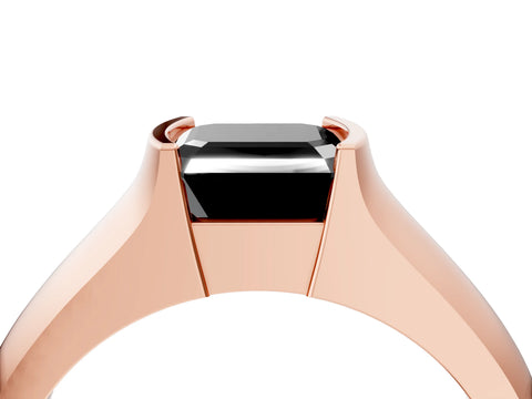 Rose gold Fancy Black Asscher Cut Solitaire Bezel Set Diamond Ring with Wide Band_4