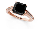Rose gold Fancy Black Asscher Cut Solitaire Cathedral Diamond Engagement Ring with Channel-Set Band and Four-Prong Setting_4
