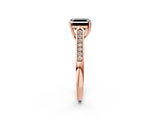 Rose gold Fancy Black Asscher Cut Solitaire Cathedral Diamond Engagement Ring with Channel-Set Band and Four-Prong Setting_5