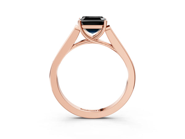 Rose Gold Asscher Cut Cathedral Solitaire Engagement Ring Setting for Black Center
