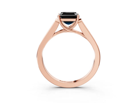 Rose gold Fancy Black Asscher Cut Solitaire Cathedral Diamond Engagement Ring with Channel-Set Band and Four-Prong Setting_6