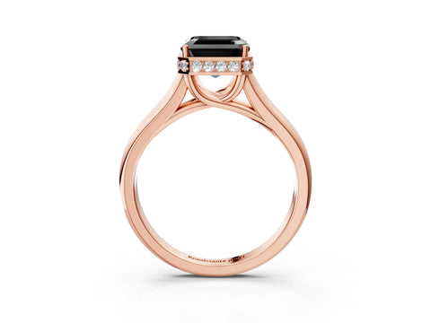 Rose gold Fancy Black Asscher Cut Solitaire Diamond Engagement Ring with Four-Prong Setting and Tapered Band_3