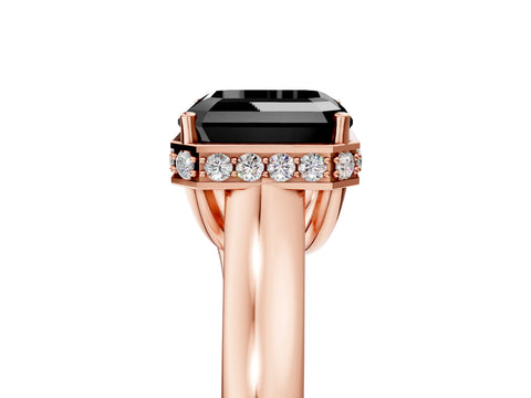 Rose gold Fancy Black Asscher Cut Solitaire Diamond Engagement Ring with Four-Prong Setting and Tapered Band_5