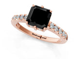 Rose gold Fancy Black Asscher Cut Solitaire Diamond Engagement Ring with Pavé Band and Six-Prong Setting_25