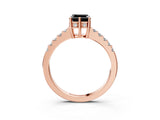 Rose gold Fancy Black Asscher Cut Solitaire Diamond Engagement Ring with Pavé Band and Six-Prong Setting_27