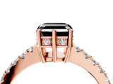 Rose gold Fancy Black Asscher Cut Solitaire Diamond Engagement Ring with Pavé Band and Six-Prong Setting_28