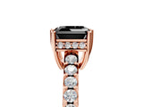 Rose gold Fancy Black Asscher Cut Solitaire Diamond Engagement Ring with Pavé Band and Six-Prong Setting_29