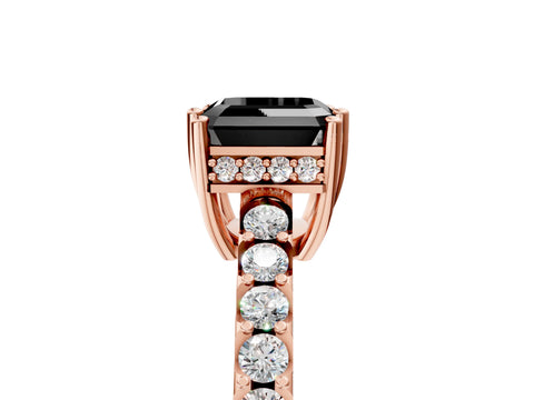 Rose gold Fancy Black Asscher Cut Solitaire Diamond Engagement Ring with Pavé Band and Six-Prong Setting_5