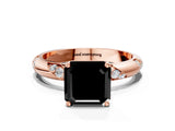 Rose gold Fancy Black Asscher Cut Solitaire Diamond Engagement Ring with Twisted Pave Band and Four-Prong Setting_3