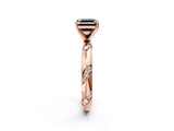 Rose gold Fancy Black Asscher Cut Solitaire Diamond Engagement Ring with Twisted Pave Band and Four-Prong Setting_5