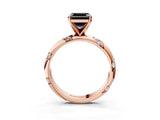 Rose gold Fancy Black Asscher Cut Solitaire Diamond Engagement Ring with Twisted Pave Band and Four-Prong Setting_6