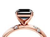 Rose gold Fancy Black Asscher Cut Solitaire Diamond Engagement Ring with Twisted Pave Band and Four-Prong Setting_7