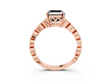 Rose gold Fancy Black Asscher Cut Solitaire Diamond Ring with Infinity Twist Band and Four-Prong Setting_3