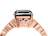 Rose gold Fancy Black Asscher Cut Solitaire Diamond Ring with Infinity Twist Band and Four-Prong Setting_4