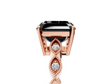 Rose gold Fancy Black Asscher Cut Solitaire Diamond Ring with Infinity Twist Band and Four-Prong Setting_5