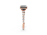 Rose gold Fancy Black Asscher Cut Solitaire Diamond Ring with Pave Band and Four-Prong Setting_2