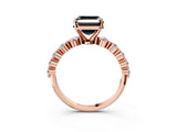 Rose gold Fancy Black Asscher Cut Solitaire Diamond Ring with Pave Band and Four-Prong Setting_3