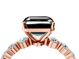 Rose gold Fancy Black Asscher Cut Solitaire Diamond Ring with Pave Band and Four-Prong Setting_4