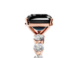 Rose gold Fancy Black Asscher Cut Solitaire Diamond Ring with Pave Band and Four-Prong Setting_5