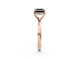 Rose gold Fancy Black Asscher Cut Solitaire Diamond Ring with Prong Setting and Plain Band_2