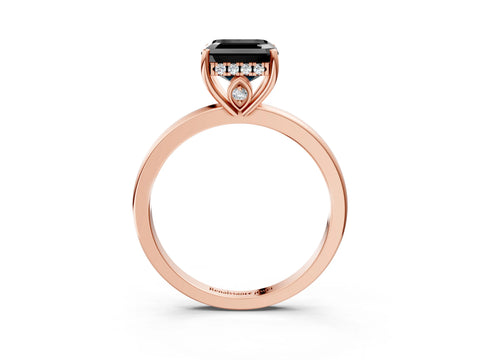 Rose gold Fancy Black Asscher Cut Solitaire Diamond Ring with Prong Setting and Plain Band_3