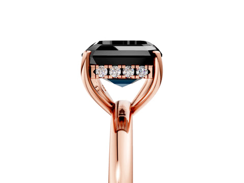 Rose gold Fancy Black Asscher Cut Solitaire Diamond Ring with Prong Setting and Plain Band_5