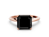 Rose gold Fancy Black Asscher Cut Solitaire Diamond Ring with Six-Prong Setting and Classic Band_12