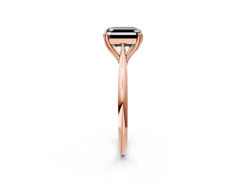 Rose gold Fancy Black Asscher Cut Solitaire Diamond Ring with Six-Prong Setting and Classic Band_2