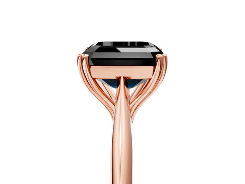 Rose gold Fancy Black Asscher Cut Solitaire Diamond Ring with Six-Prong Setting and Classic Band_5