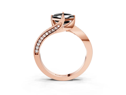 Rose gold Fancy Black Asscher Cut Solitaire Diamond Twist Band with Pavé Setting and Four-Prong Setting_3