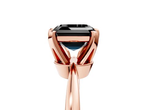 Rose gold Fancy Black Asscher Cut Solitaire Engagement Ring with Six-Prong Setting and Tapered Band_5
