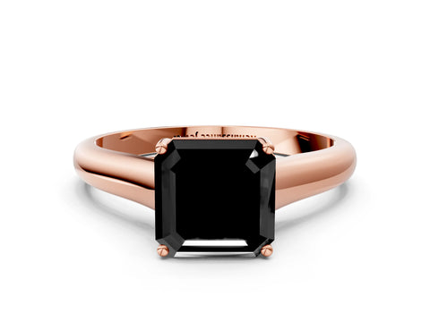 Rose gold Fancy Black Asscher Cut Solitaire Engagement Ring with Tapered Band and Four-Prong Setting_3