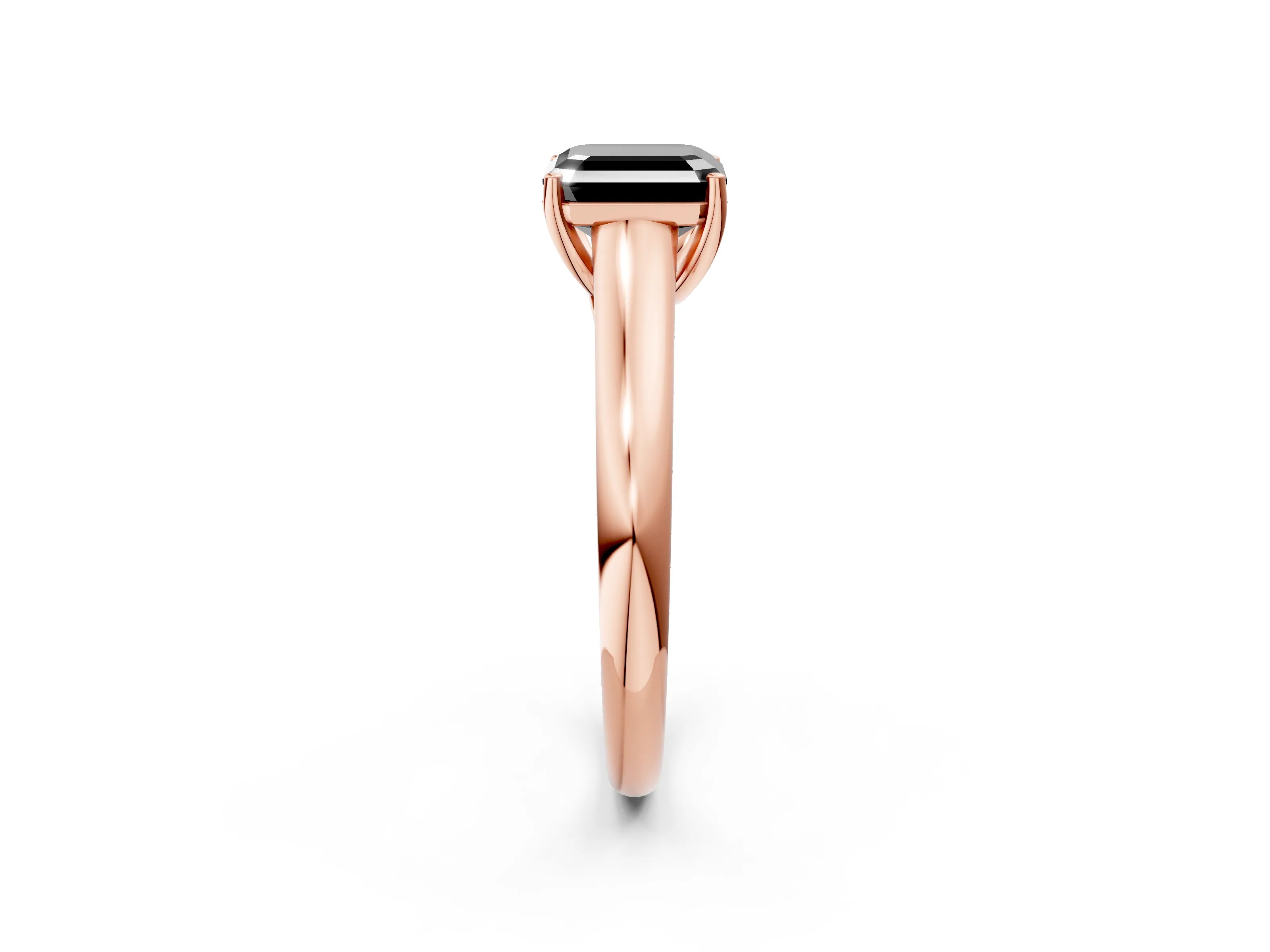Rose gold Fancy Black Asscher Cut Solitaire Engagement Ring with Tapered Band and Four-Prong Setting_5