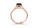Rose gold Fancy Black Asscher Cut Solitaire Engagement Ring with Tapered Band and Four-Prong Setting_6