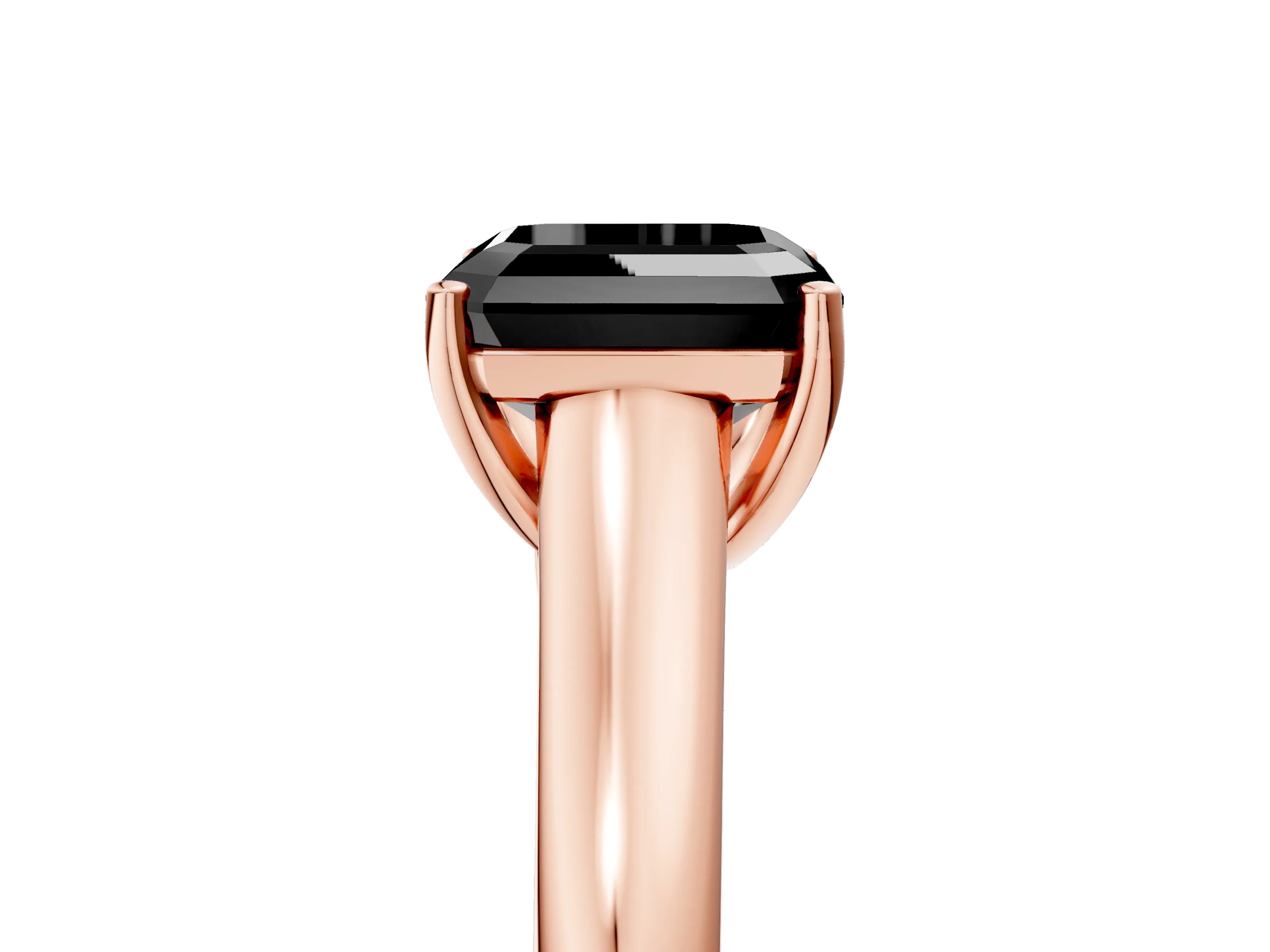 Rose gold Fancy Black Asscher Cut Solitaire Engagement Ring with Tapered Band and Four-Prong Setting_8
