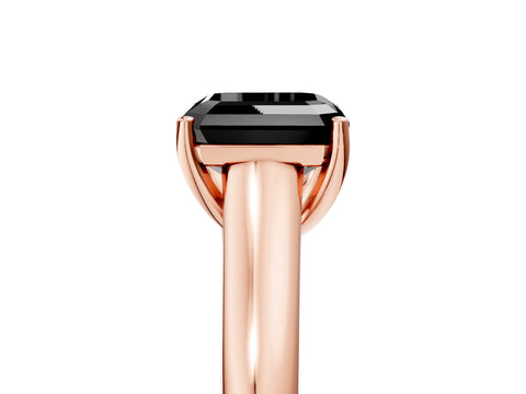 Rose gold Fancy Black Asscher Cut Solitaire Engagement Ring with Tapered Band and Four-Prong Setting_8